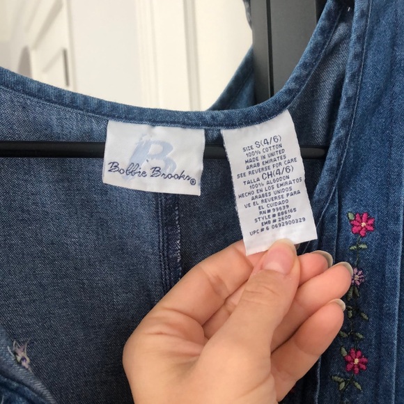 Denim Maxi Dress with Floral Embroidery - Picture 3 of 7